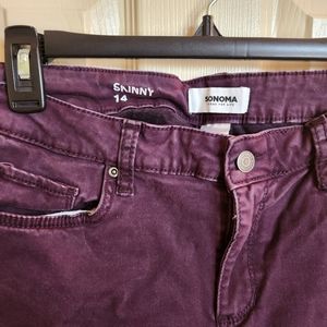 Sonoma burgundy 🍷 wine jeans sz 14 skinny leg